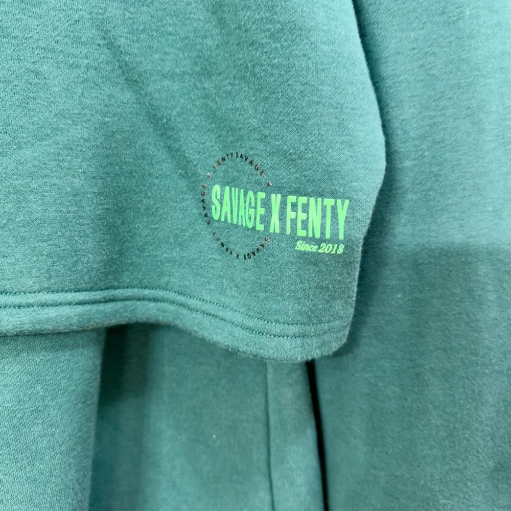 Savage X Fenty Women's Fleece Cropped Hoodie Matching Joggers Tracksuit Set Sz S